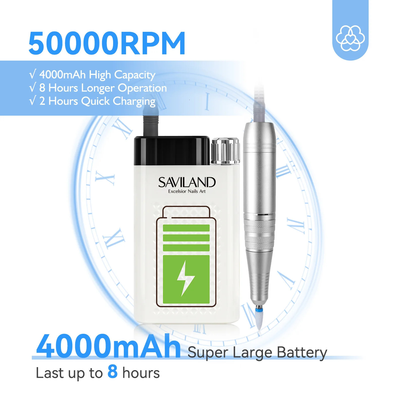 SAVILAND 50000RPM electric nail drill kit with drill bit drill bit nail file buffer dust brush acrylic nails for faster removal 241007