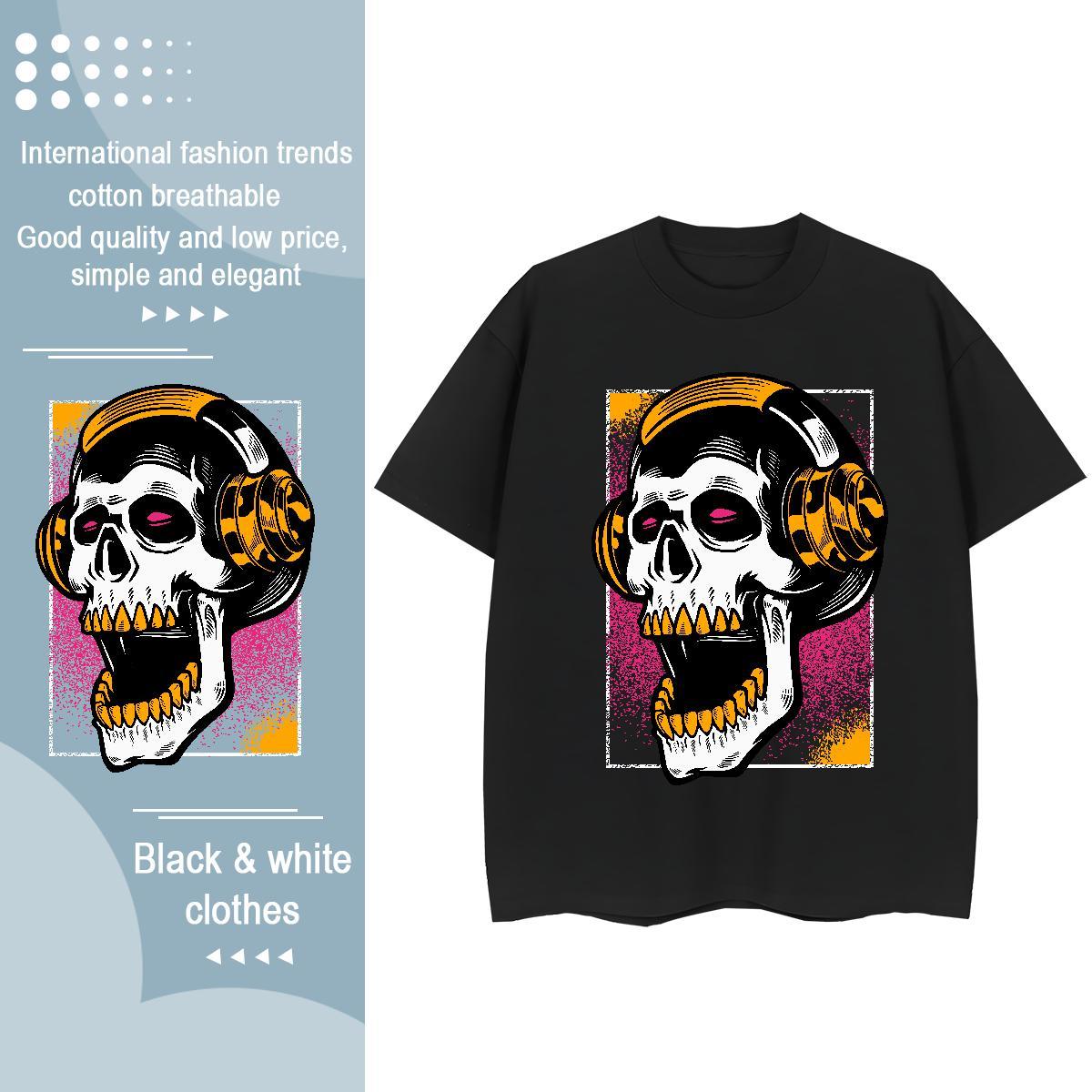 Designer T-Shirts for Women 230g Cotton Breathable Soft Street Wear skull Women Tees Wholesale White Plus Size Clothings