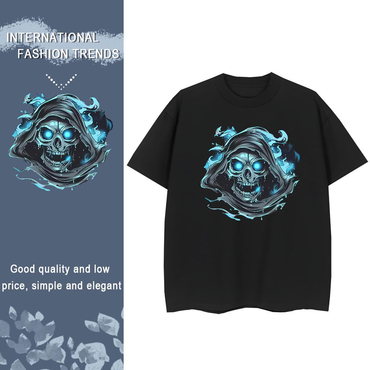 Designer T shirt 100% Cotton 230g Breathable Short Sleeve Sport skull Women Tshirts Loose fit Floral Print Tees