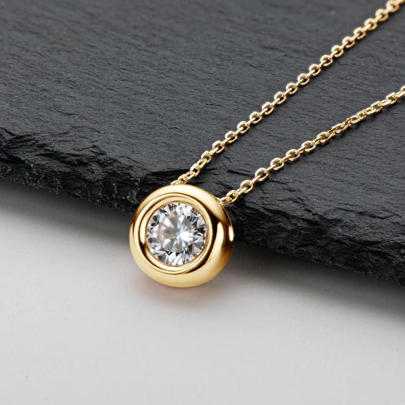 IOGOU Real D VVS1 Necklaces 6.5mm Round Pendant Suitable for Women 100% Silver 925 Gold Color Exquisite Jewelry Wholesale 241018