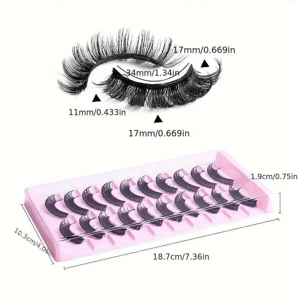10 Pairs Russian Strip Lashes DD Curl False Eyelashes Fluffy Wispy Fake Lashes PackXJ241019