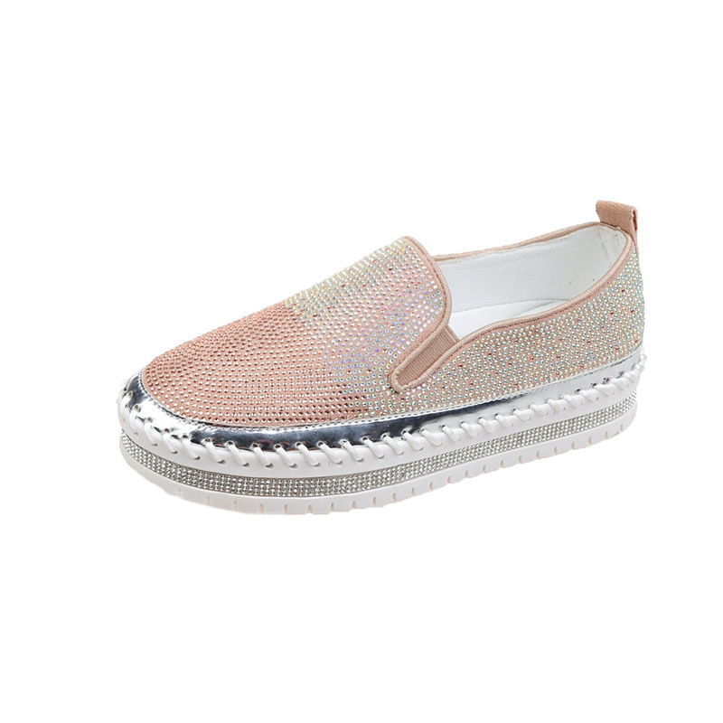 Large fashion rhinestone thick sole single shoe for women 2022 autumn new item lazy one foot casual shoes for women