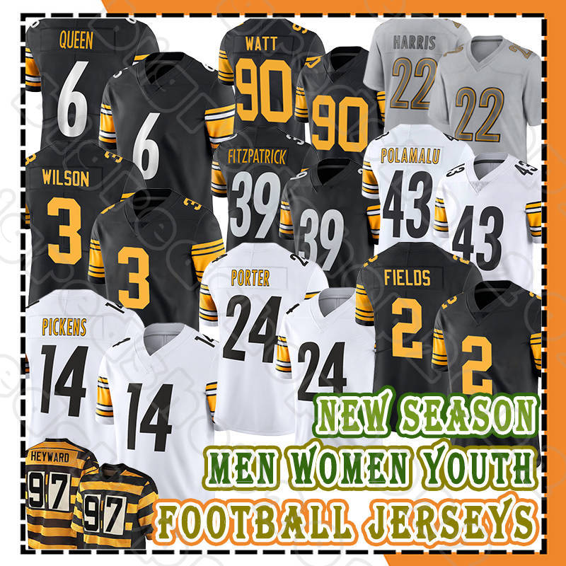 14 George Pickens 2 Justin Fields Football 90 T.J. Watt Jerseys Pittsburghes Pat Freiermuth Joey Porter Jr.Troy Polamalu Najee Harris Patrick Queen Minkah Fitzpatrick