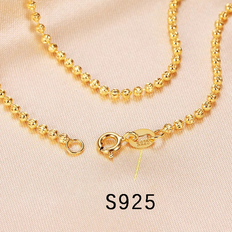 MIQIAO 925 sterling silver Italian womens necklace jewelry ball diamond cutting chain womens necklace length 40 45 50 55 60CM 241018