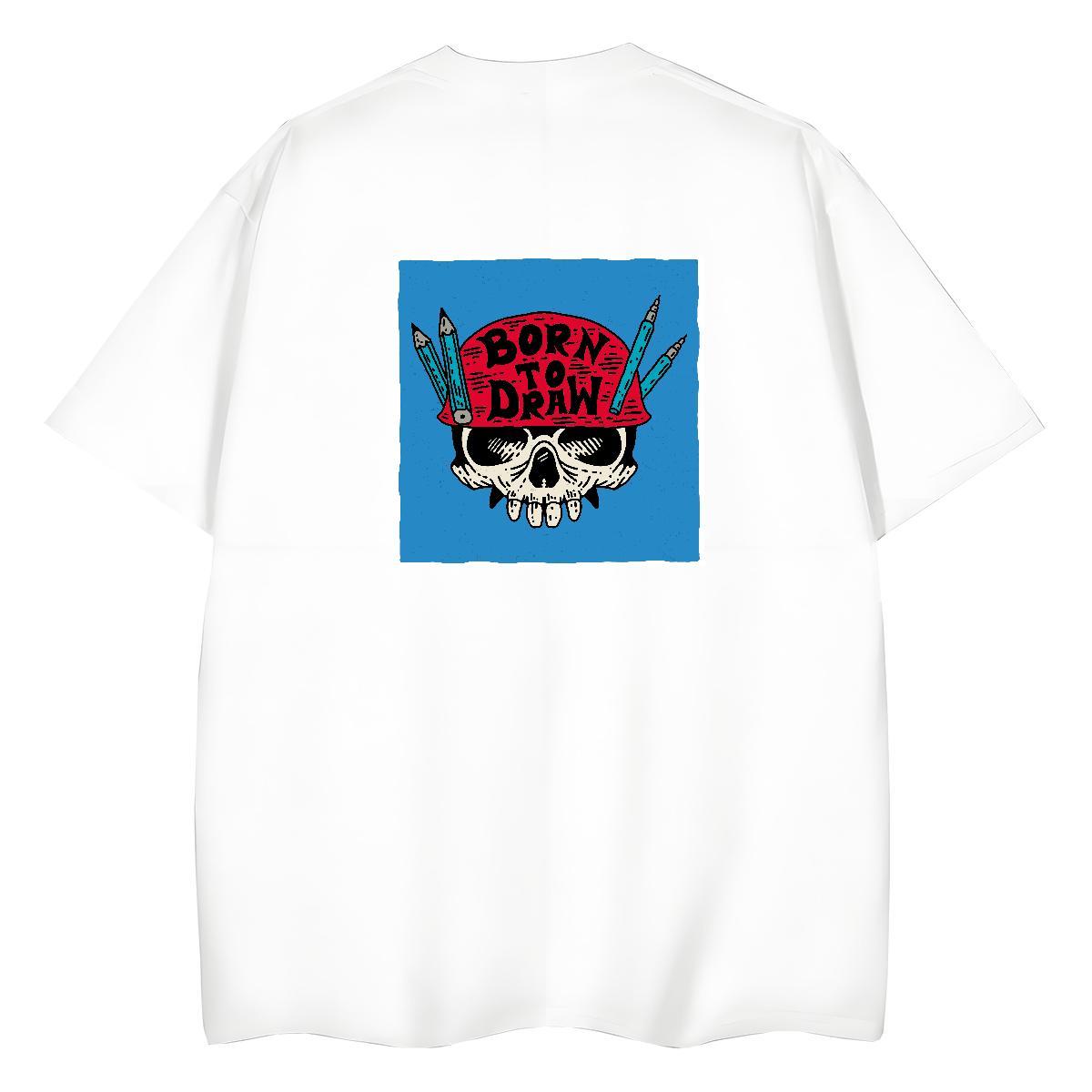 2024 T-Shirts for Women 100% Cotton 230g Comfortable High Street Hip Hop skull Women Tshirts High quality Custom Printed Clothes