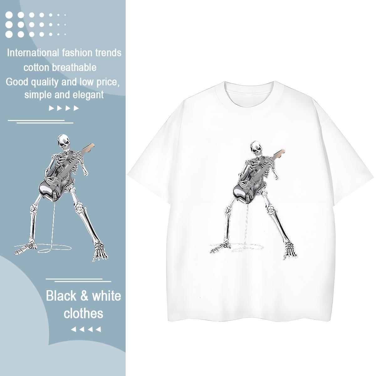 Casual New Women T Shirts 230g Cotton Crew Neck Breathable Outdoor skull Women Tees Free Shipping Plus Size Custom Tops
