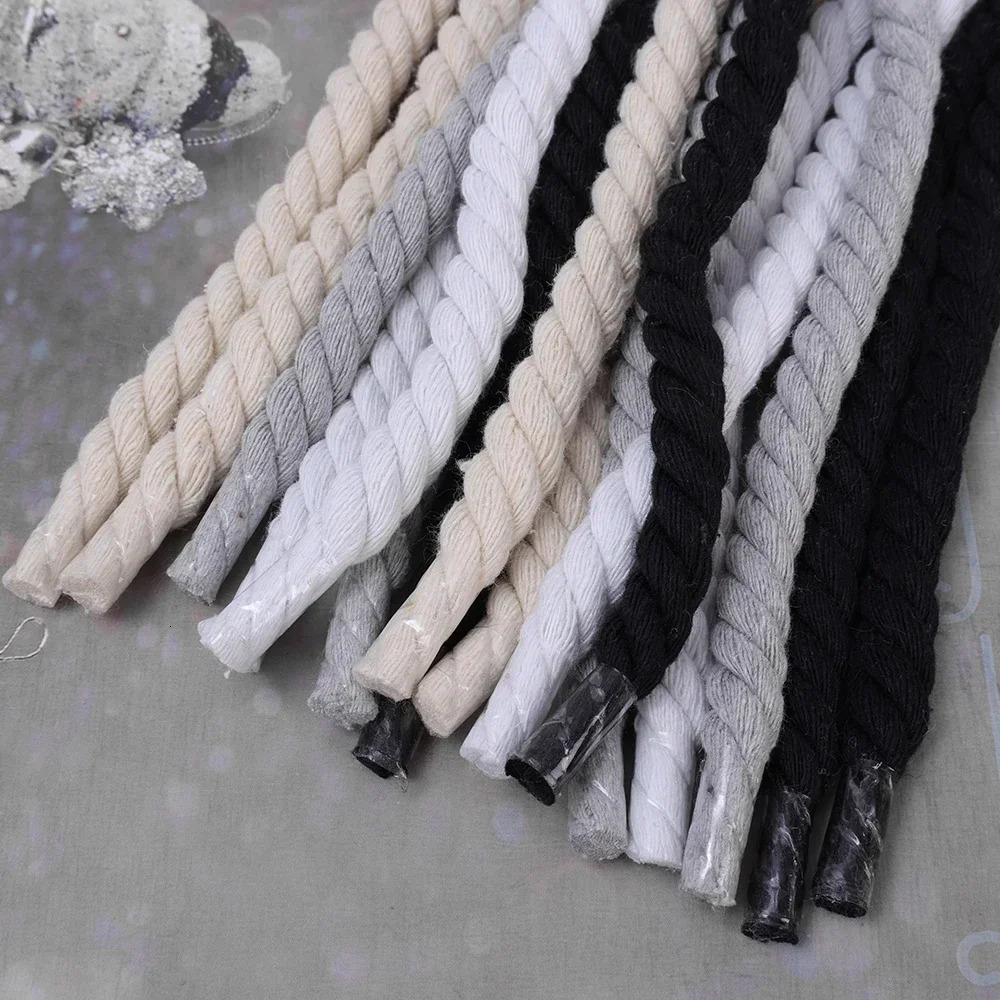 120160CM Thick Cotton Line Weaving Twisted Rope Bold Shoelaces Women Men Sneakers Lowtop Canvas Shoe Laces Strings 241019