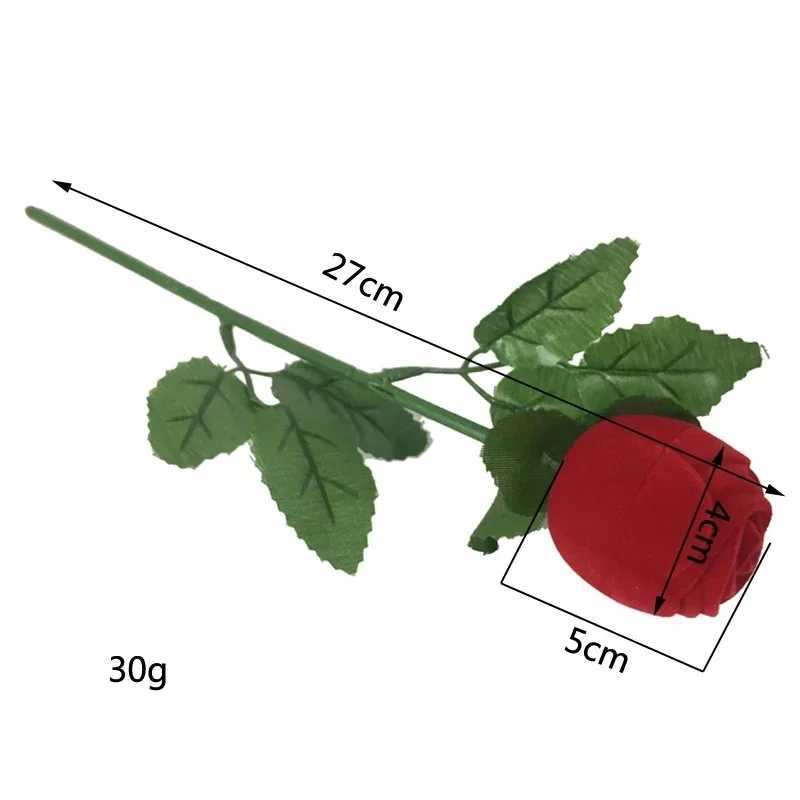 Plush rose ring box long root rose earring storage box high-end gift box engagement ring storage box W241019