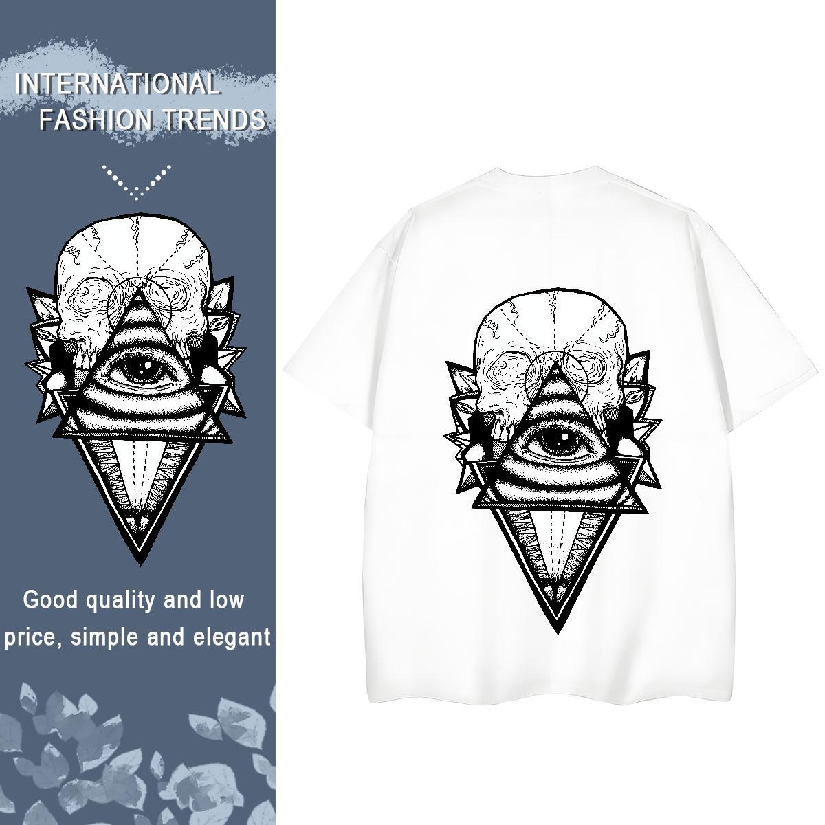 Stylist T shirt 230g 100% Cotton Breathable Soft Casual Sport eye of the devil Women Tees Unisex Custom Print Plus Size Tees Shirts