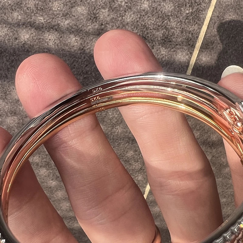 Brand Pure 925 sterling silver jewelry womens rose gold bracelet diamond bracelet wedding jewelry rivet bracelet jewelry 241018