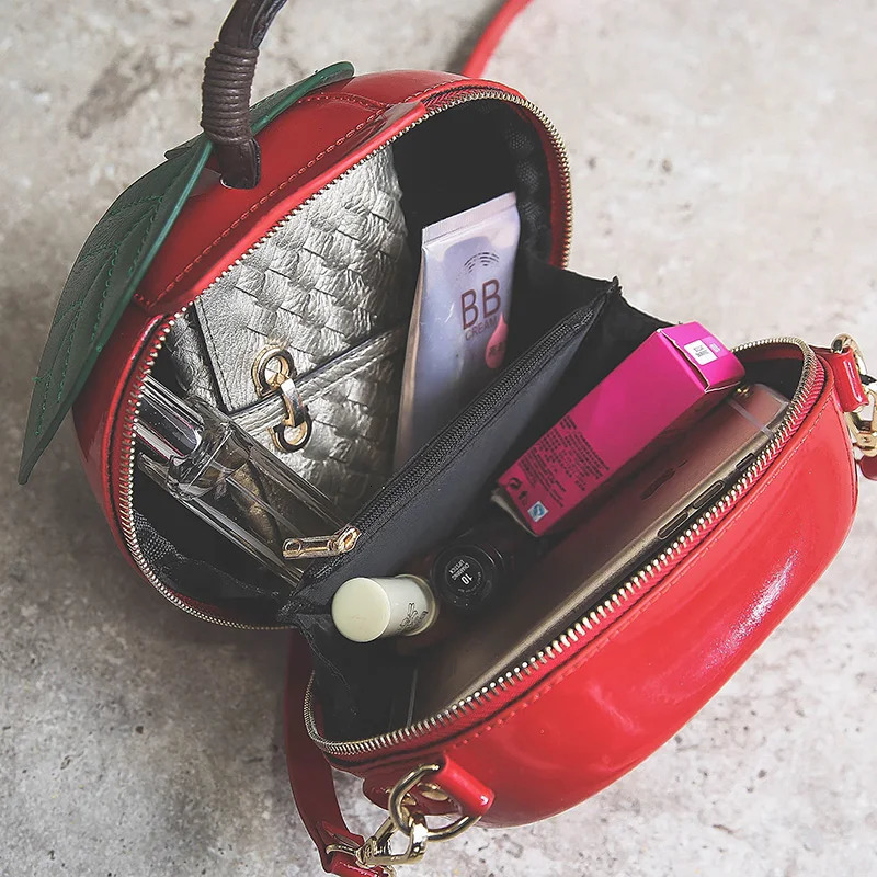 BENVICHED Red Round Bag Fashion Womens Messenger Bag Leaves Mini Bag Teen Girl Cross Body Bag R01 241018