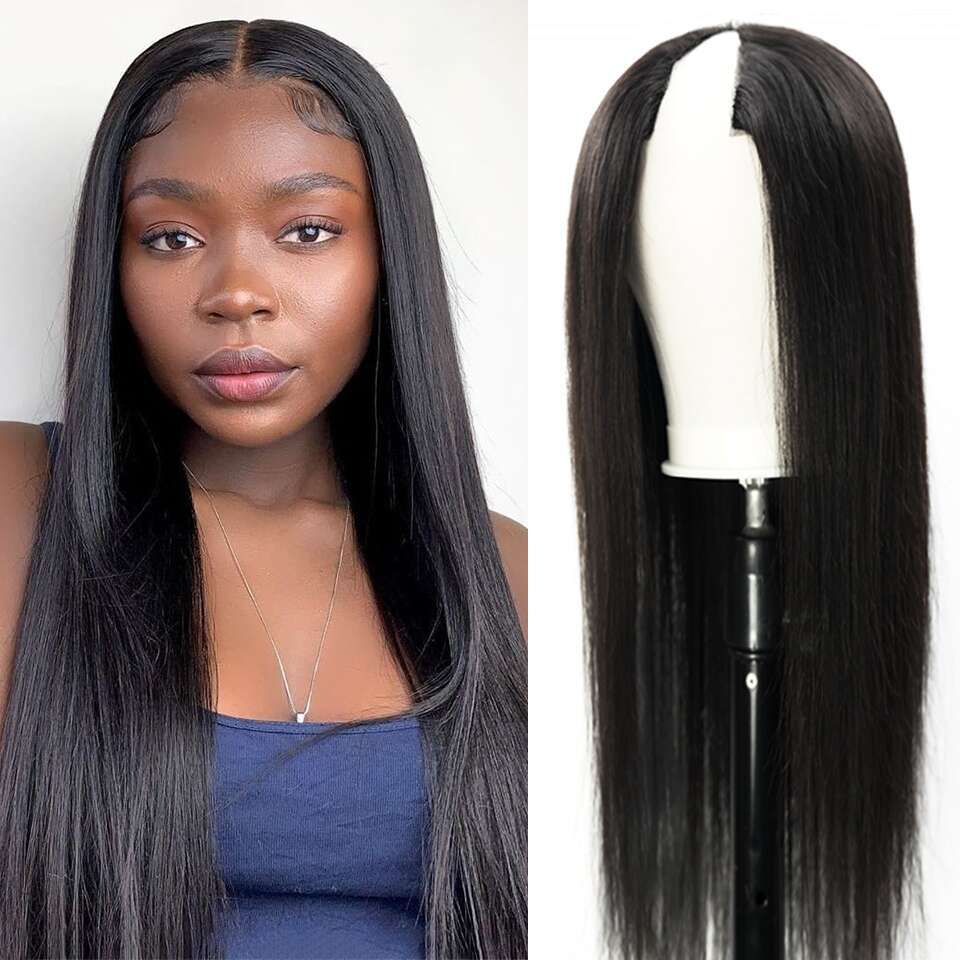 V Inch Straight U Part Wig Human Hair No Leave Out Thin Wigs for Women Density Glueless Ready To Wear On Sale s