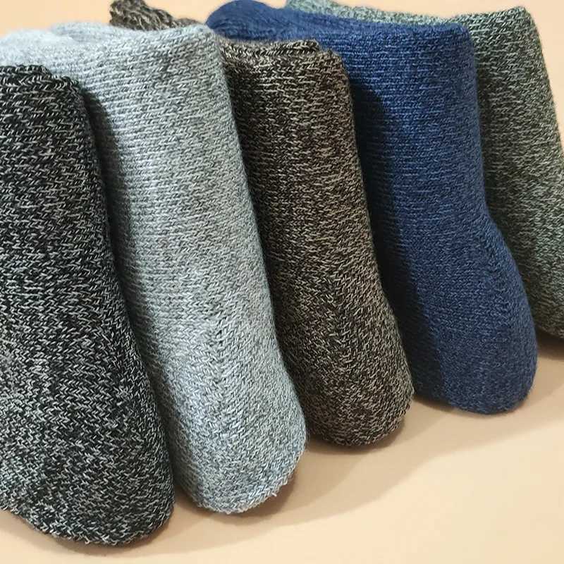 Autumn Winter Mens Thickened Terry SocksMedium Tube Warm Socks Solid ColorTowel Bottom Cotton Socks1Pair EU 35-43 US 5-9XJ241019