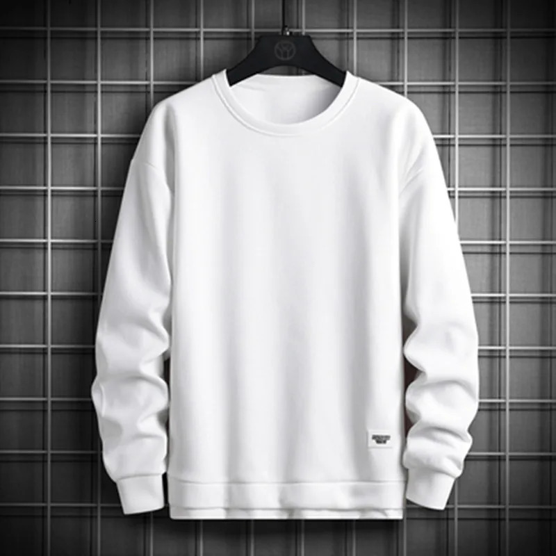 2023 Solid Color Sweatshirt Men Hip Hop Streetwear Long Sleeve O Neck Pullovers Mens Sportswear Fashion Causal Tops 241010