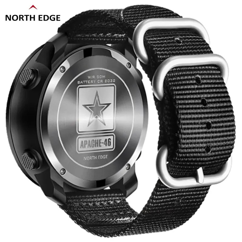 North EDGE APACHE46 Mens Digital Watch Outdoor Sports Running Swimming Altimeter Barometer Compass WR50M 241009