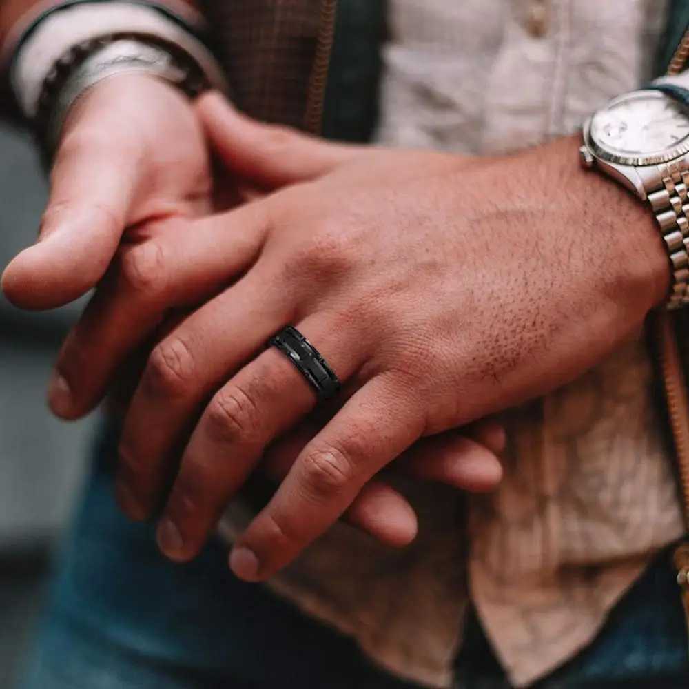 Fashion Jewelry Lover Gift Couple Ring Female Black Rhinestone Female Ring Set Fashion Mens Stainless Steel Ring Set Y241019