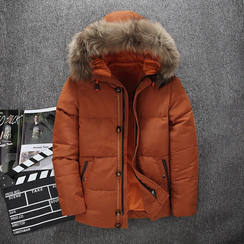 Down jacket mens faux fur coat casual mens fur coat winter jacket windproof thick winter clothing mens Parkas 241018