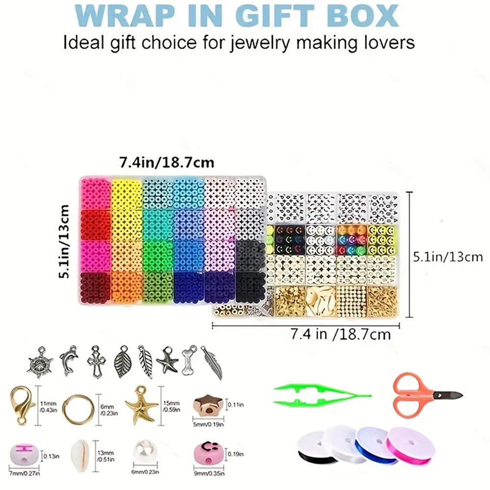 7200 pieces prefabricated friendship bracelet making kit with polymer beads and charm - Christmas and Halloween handmade gift set thank you 241018
