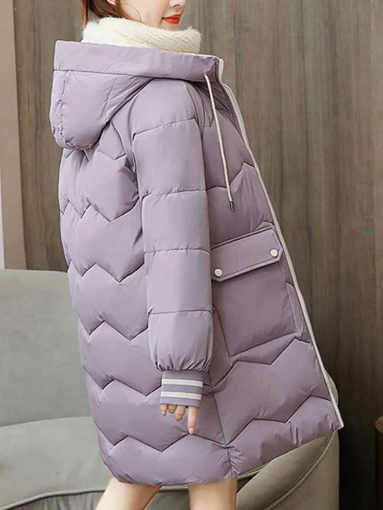 2023 Winter Women Jacket Coats Long Parkas Female Down Cotton Hooded Overcoat Thick Warm Jackets Windproof Casual Student CoatX2410