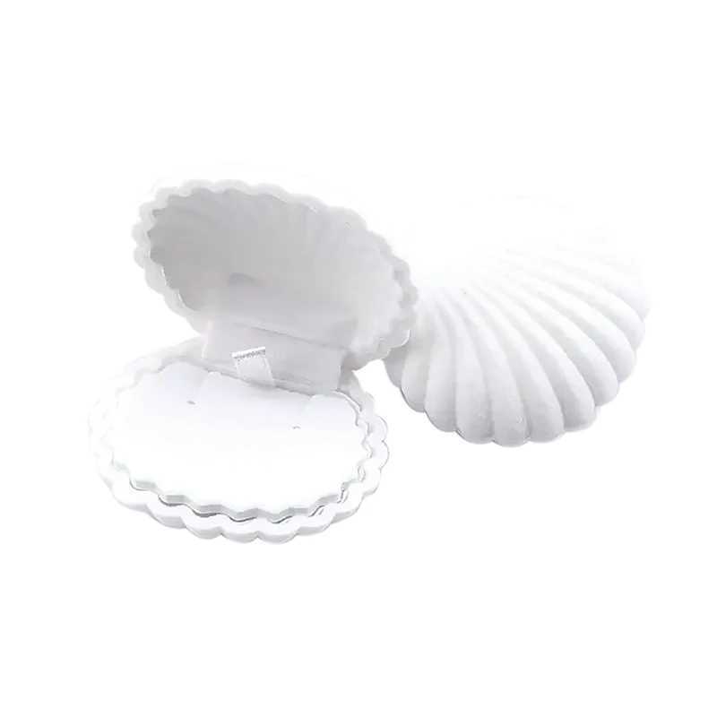 1 cute shell shaped velvet pearl treasure box engagement ring box earrings necklace bracelet display gift box holder W241019