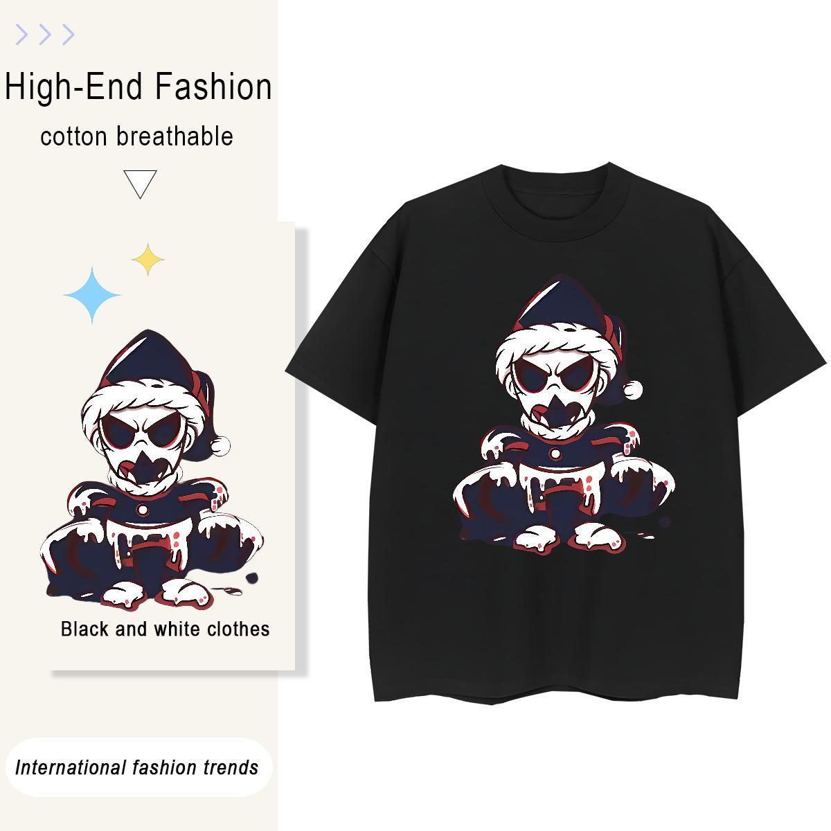 Fashion New T shirt 100% Cotton 230g Breathable Soft Summer Casual skull Unisex Tshirts Wholesale Customized Print Wear