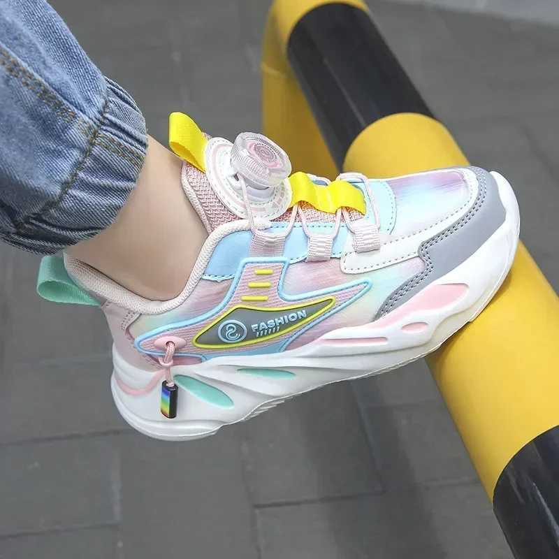 Athletic Outdoor Childrens girls fashionable sports shoes childrens shoes for ages 4 to 9 PU and MESH tennis and running shoes JJL1899 H241019
