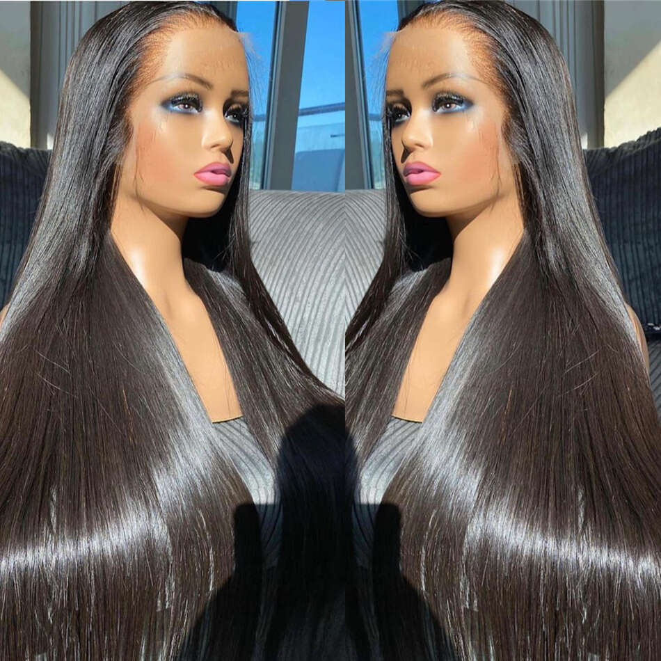 Inch Bone Density Straight Lace Front Wigs Pre Plucked Brazilian Transparent x HD Frontal Human Hair For Women al
