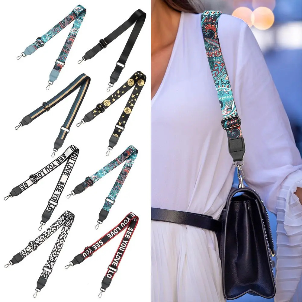 Nylon Bag Strap Woman Colored Straps for Crossbody Messenger Shoulder Accessories Adjustable Embroidered Belts 241017