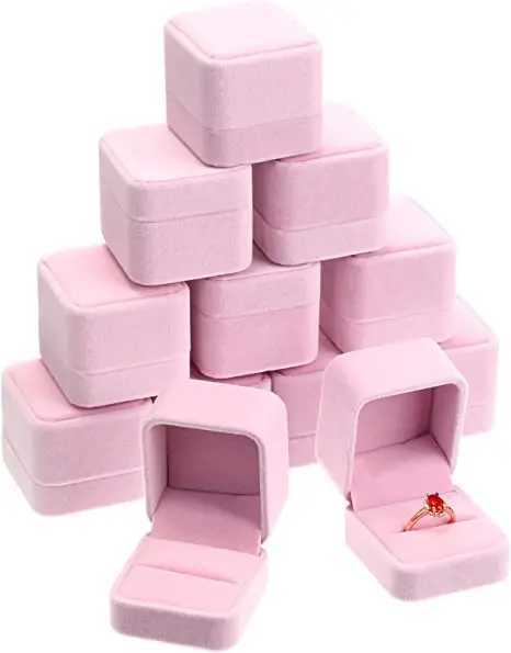 6-piece red velvet ring box jewelry display box holder gift heart box wedding romantic organizer engagement ring box wholesale W241019