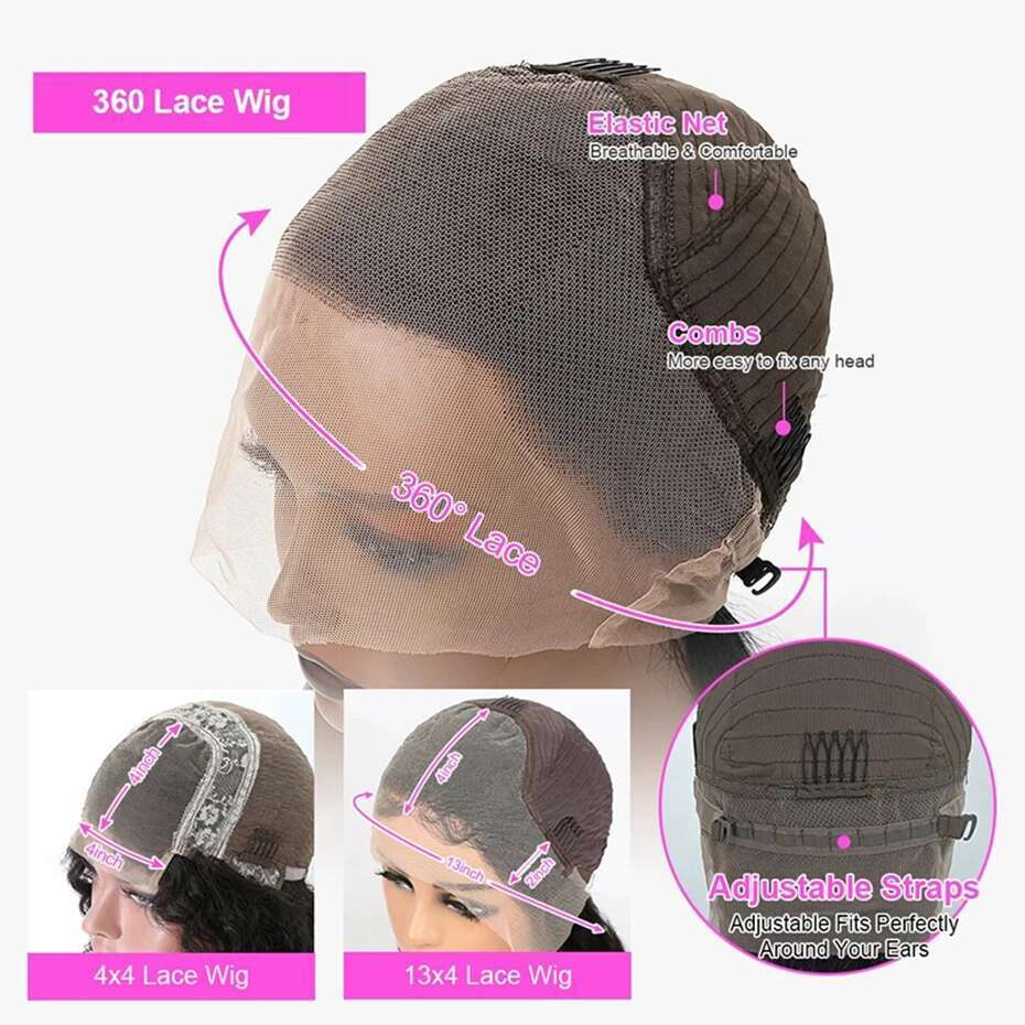 32 34Inch Body Wave 360 Human Hair 13x6 Front Wig 13x4 HD Transparent Lace Frontal Wigs For Black Women Bg