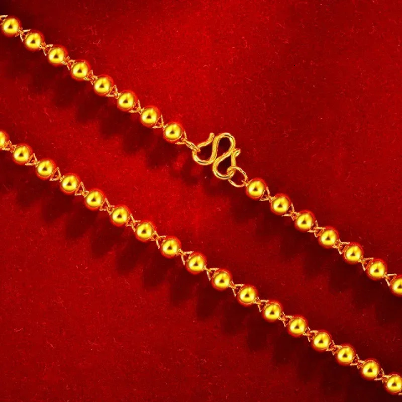 999 Real Gold 24K necklace suitable for both male and female solid ball chains ruling boss chains attracting true wealth 241018