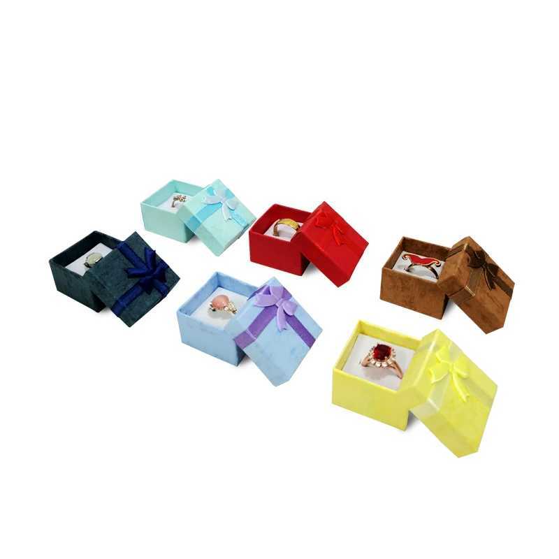 Wholesale 12 pieces/batch of colored ring boxes earring boxes jewelry display containers storage props gift packaging boxes bow ties 4 * 4cm W241019