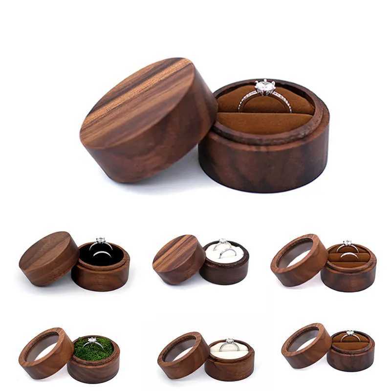 New wooden ring box jewelry display lover ring holder suggested engagement wedding organizer golden wedding anniversary gift W241019