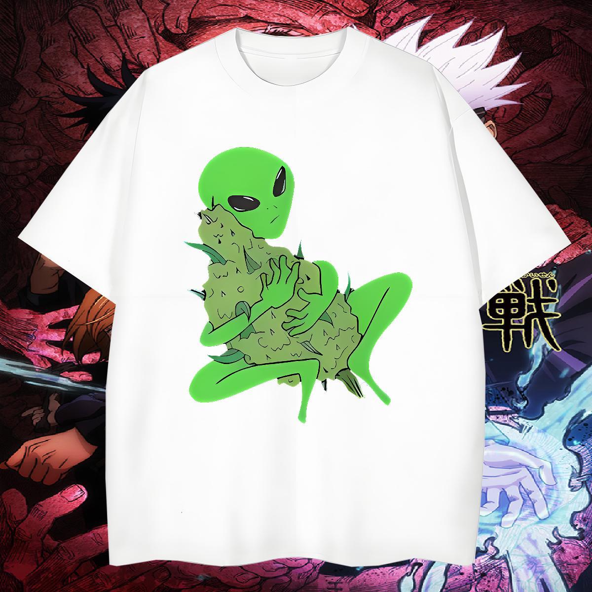 Cool Design T-Shirts for Men 230g Pure Cotton extra-terrestrial Beach Black White Breathable Tshirts Fashion New Polos
