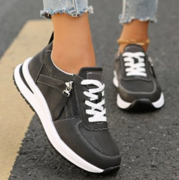 Fashion Sports Lace-Up Shoes: Versatile Plus Size Comfort, Grey & Brown 7c55