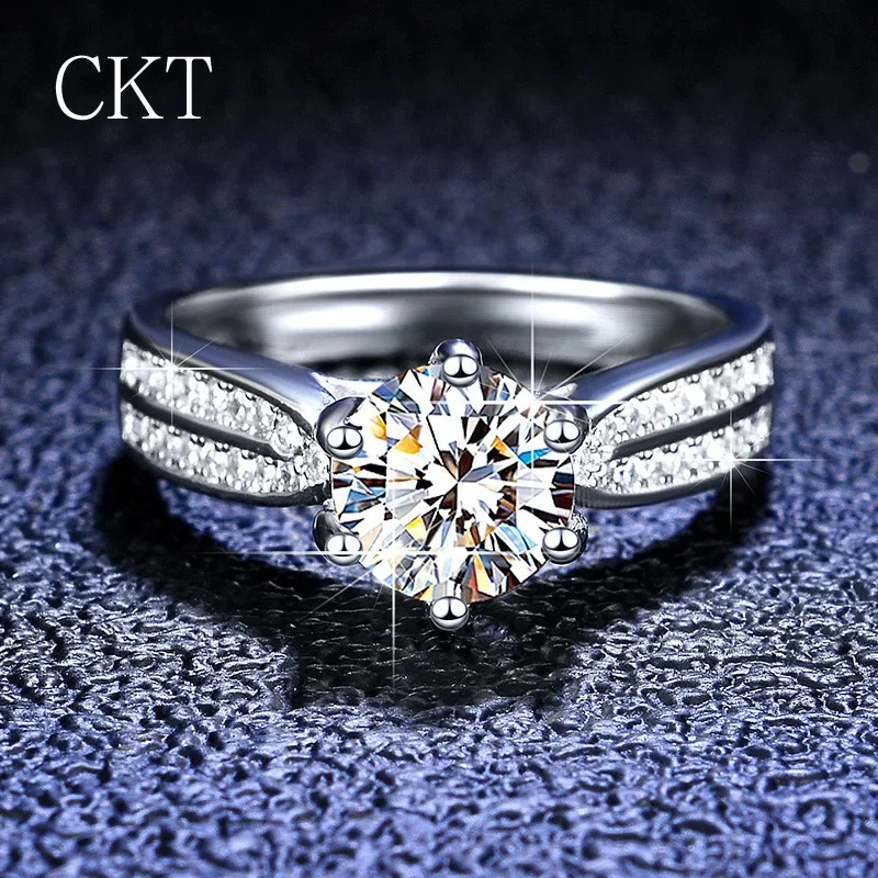 Original PT950 Platinum Ring Sparkling D-Color 3- Solitaire Laboratory Diamond Ring Wedding Ring 241007