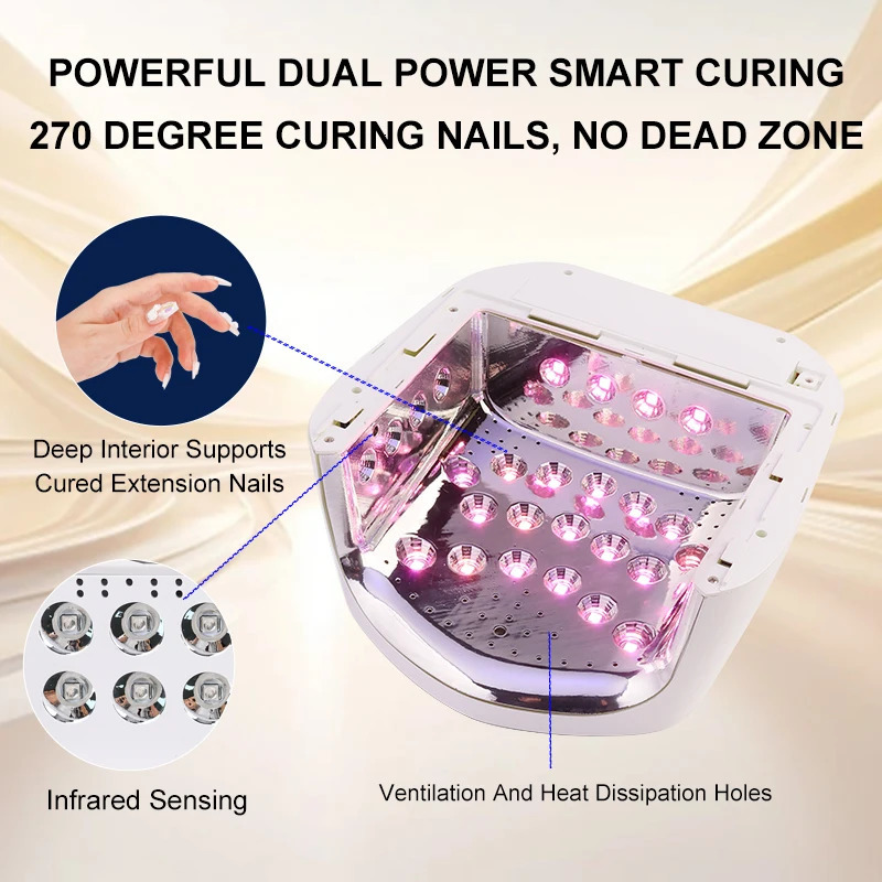 96w Gradient Gold Pro red light cordless LED nail light rechargeable battery UV LED nail light curing cordless LED nail light curing gel 241018