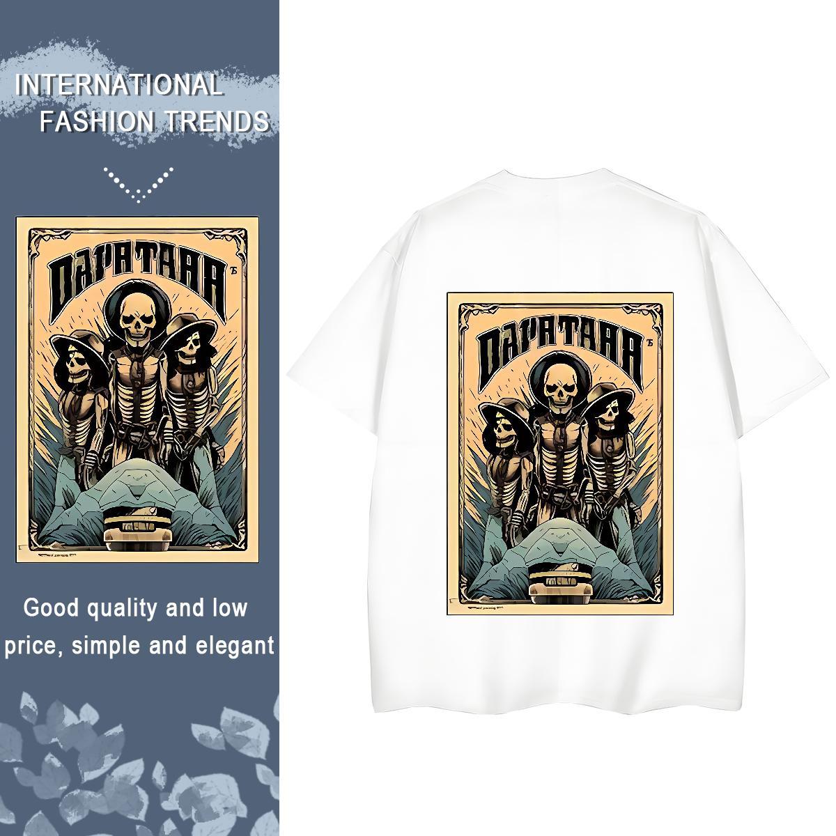 New T-Shirts 230g 100% Cotton Comfortable Outdoor skull Lady T shirt Popular Custom Printing Tops