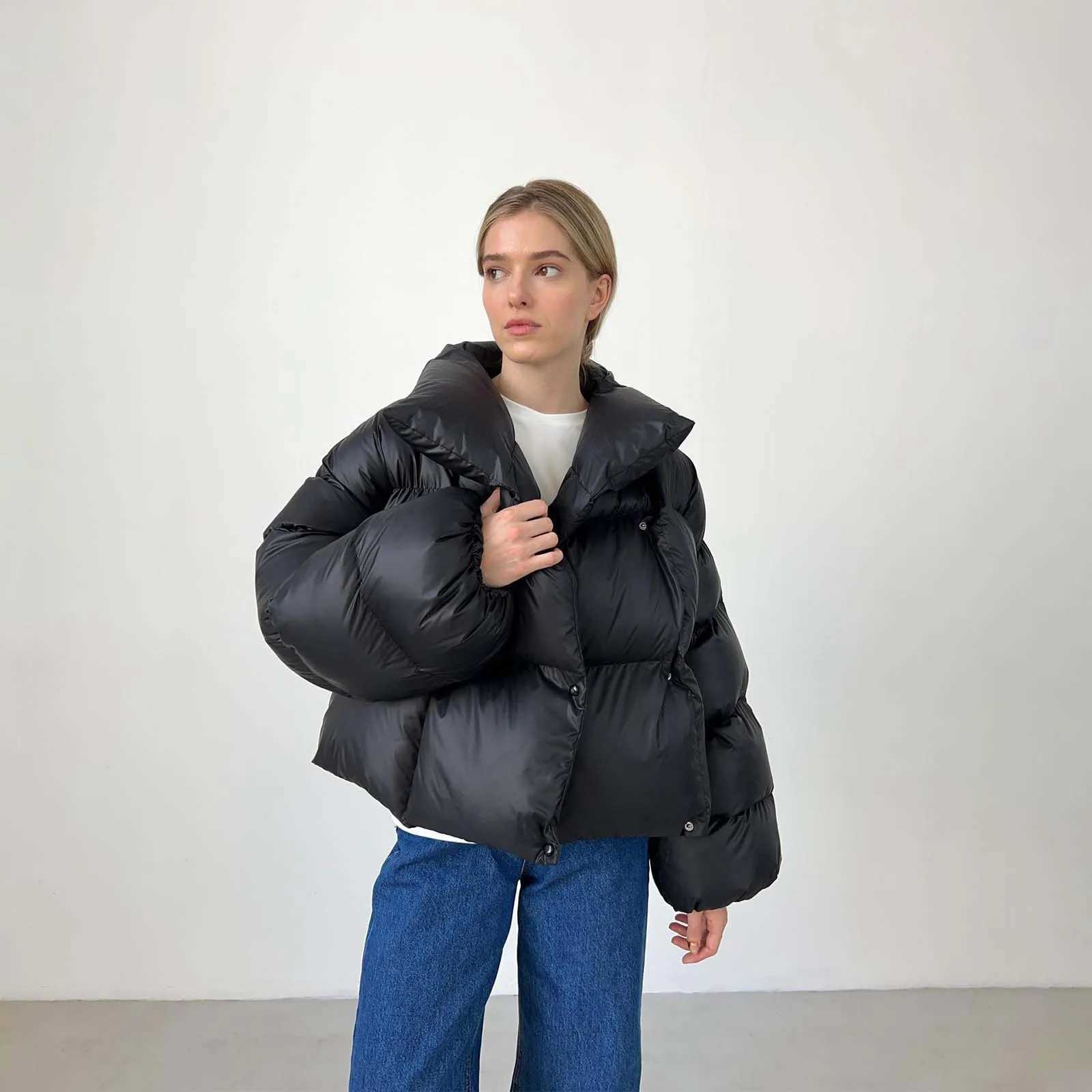 Women's Down Parkas Parkas for Women Winter Plus Size Womens Winter Solid Color Loose Down Jacket Fashion Style Short Hooded Cotton Y241019696A