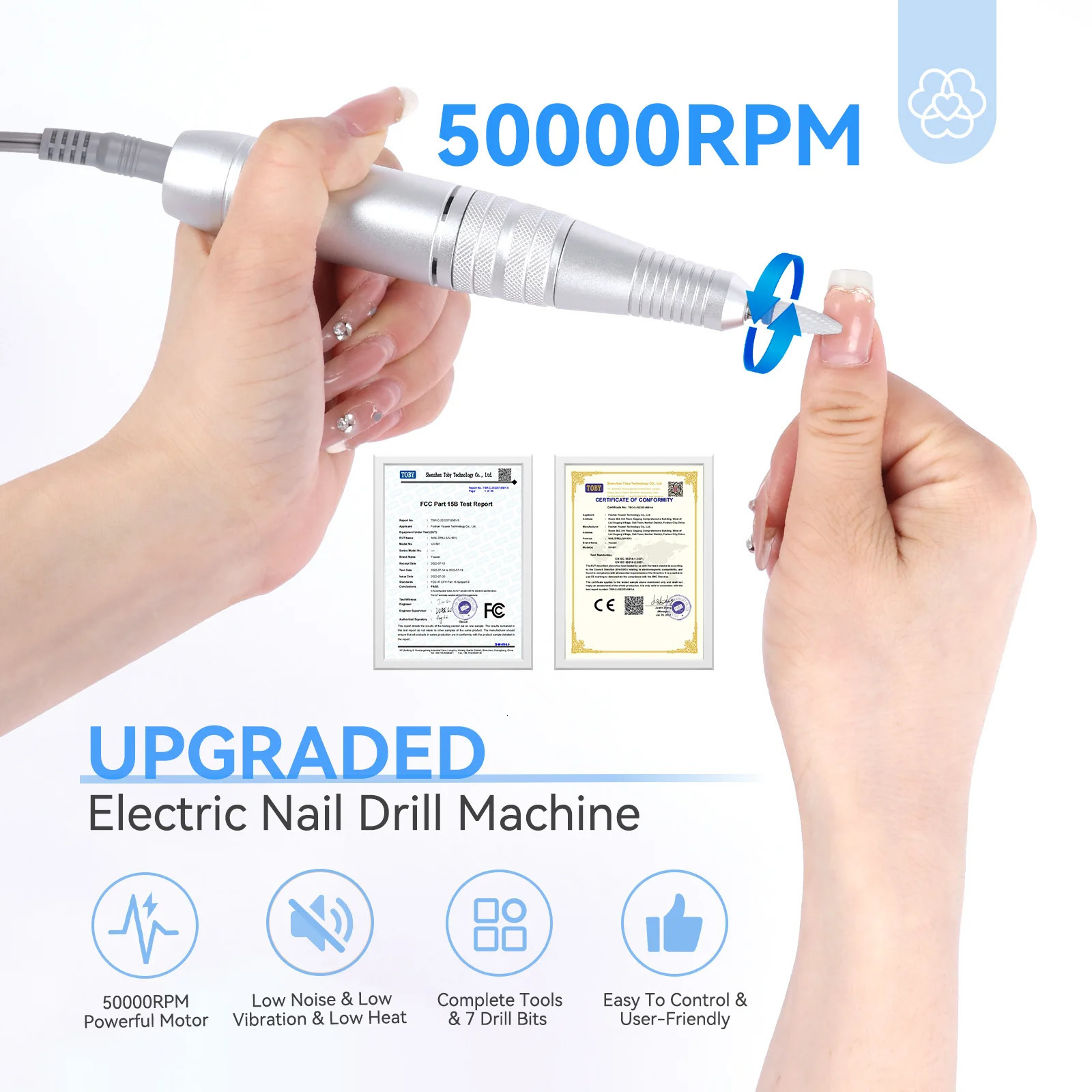 SAVILAND 50000RPM electric nail drill kit with drill bit drill bit nail file buffer dust brush acrylic nails for faster removal 241007