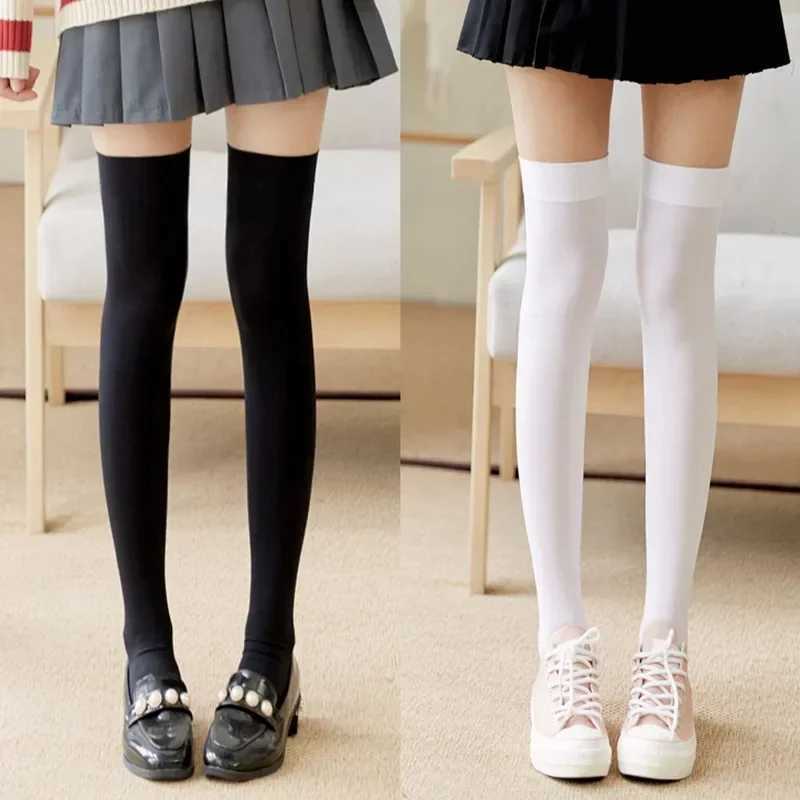 Socks Hosiery Solid Color Stocking Sexy Black White Long Stocks Over-the-calf Socks Lolita JK Cosplay Socks Womens Hosiery Thigh Stockings Y2408330S61