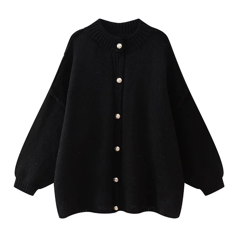 SIYANG womens autumn oversized knitted cardigan wool sweater womens gold button loose sweater womens casual knitted sweater 241019