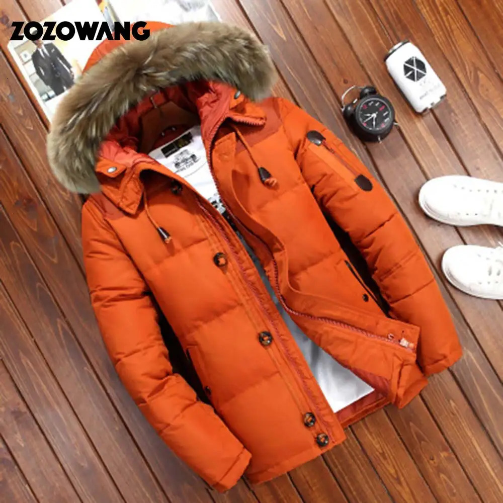 90% down jacket mens winter jacket mens fashion thick warm Parkas fur white duck down jacket casual mens waterproof down jacket 241018