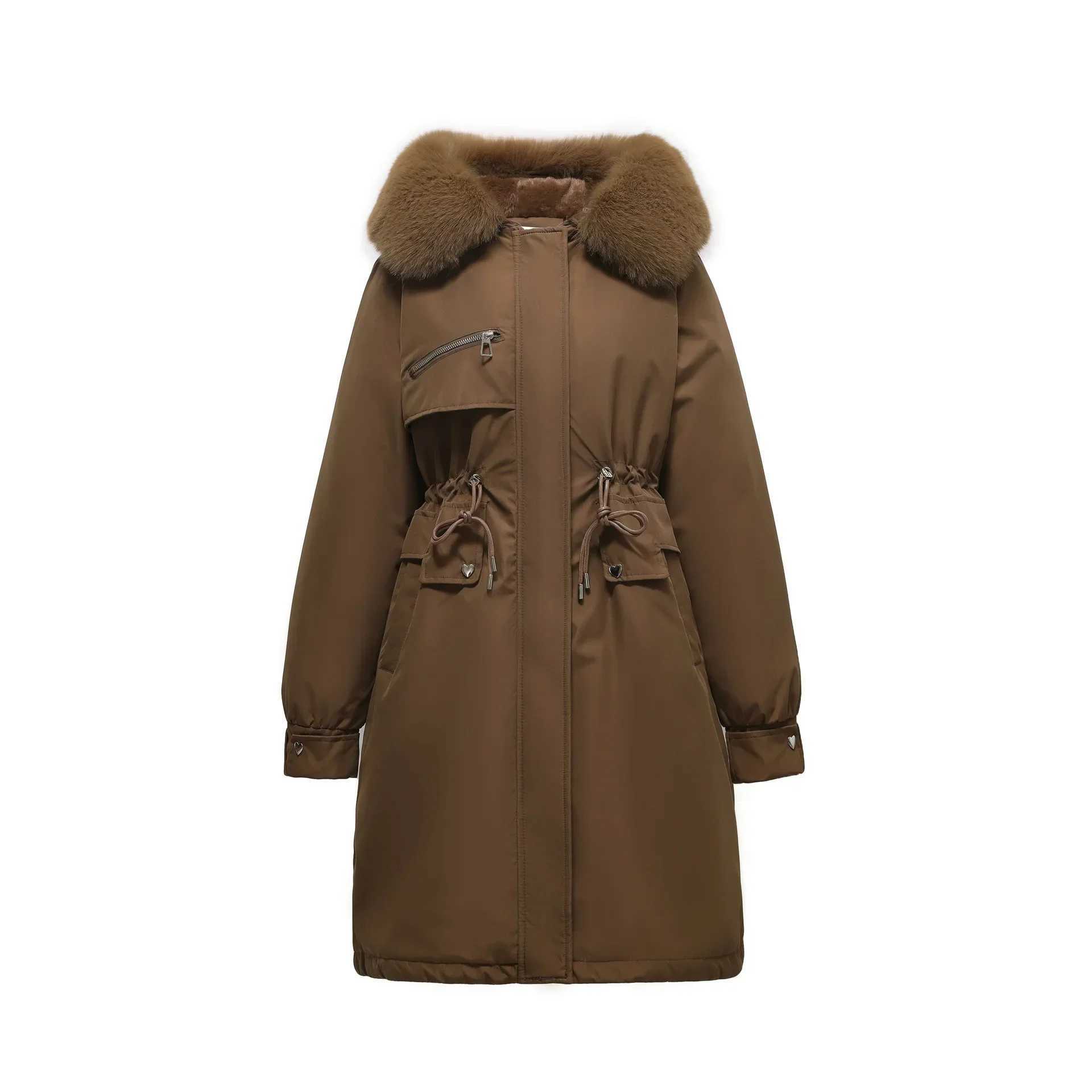 2024 New Winter Women Parka Clothes Loose Long Coat Wool Liner Hooded Down Cotton Jacket Fur Collar Thick Warm Snow Wear PaddedX241019