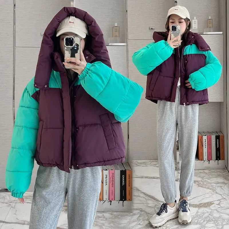 Snow Wear Winter Down Cotton Jacket 2024 New Women Parka Puffer Jacket Long Sleeve Hooded Coat Thickened Warm Coat Womens ClothX241019