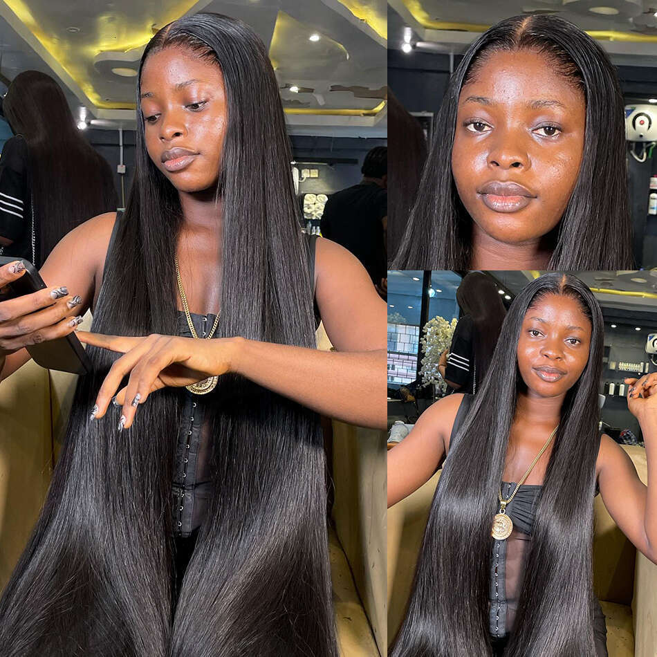 13x4 HD Front Straight 13x6 Transparent Frontal Human Hair Pre Plucked Lace Wigs For Women 250%