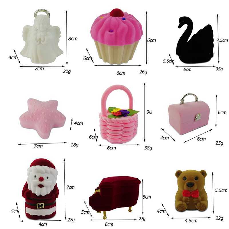 Cute ring box jewelry organizer earring storage box creative velvet small gift box mini container W241019