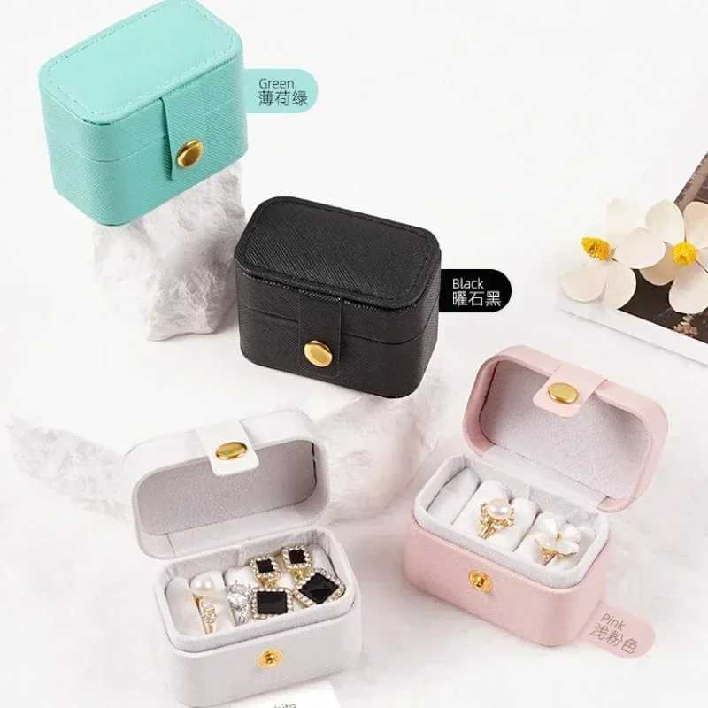 Portable Mini Jewelry Storage Bag Travel Family Simple Leather Ring Necklace Earring Storage Box Organizer Display Gift Box W241019