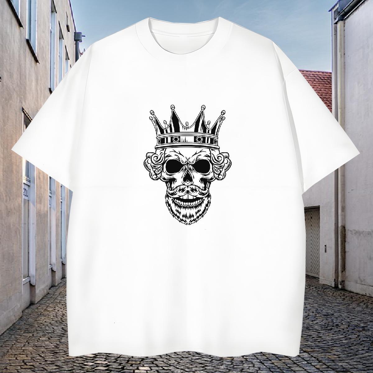Loose T shirt 230g 100% Cotton skull Casual Daily Wear Asian Size Round Neck Short Sleeve Men Tshirts New Arrival Top Tees