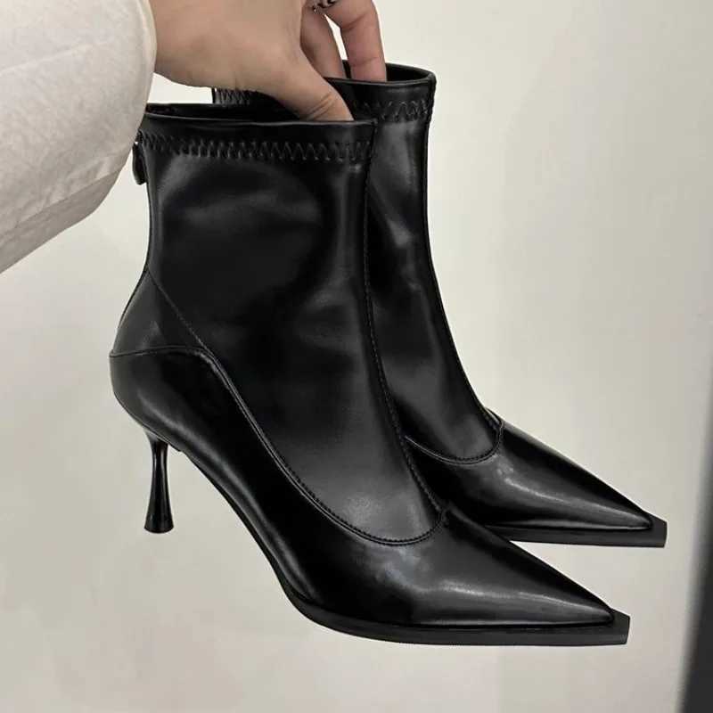 Womens high heels ankle i boots designer Pointed Toe walking shoes 2024 winter new dress pump sexy Zapatos Mujer Y241019
